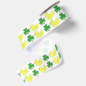 Lucky Duck Shamrock Happy St. Patrick's Day Satijnen Lint (Achterkant)