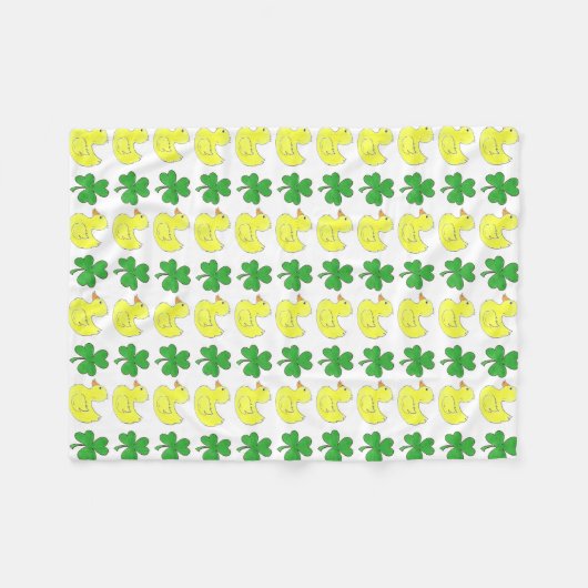 Lucky Duck Shamrock Rubber Ducky St Patrick's Day Fleece Deken (Voorkant (Horizontaal))