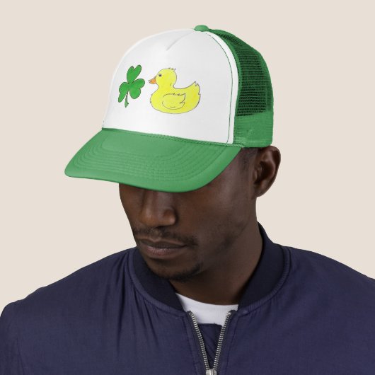 Lucky Duck Shamrock Rubber Ducky St. Patrick's Day Trucker Pet (In situ)