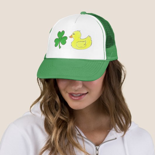Lucky Duck Shamrock Rubber Ducky St. Patrick's Day Trucker Pet (In situ)