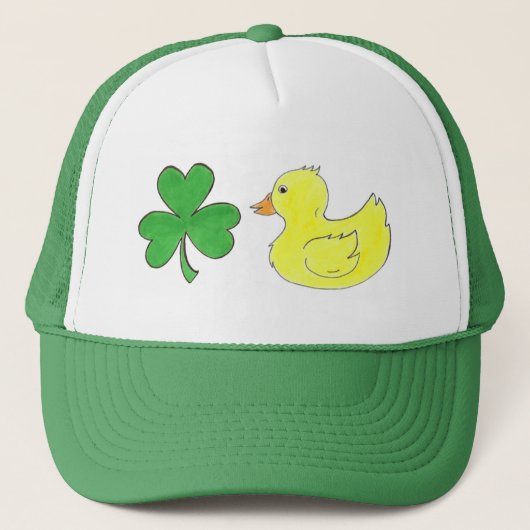 Lucky Duck Shamrock Rubber Ducky St. Patrick's Day Trucker Pet (Voorkant)