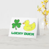 Lucky Duck Shamrock St. Patrick's Day Good Luck Kaart (Gele Bloem)