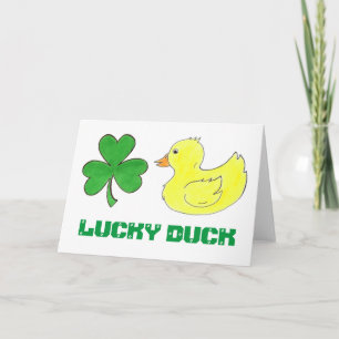Lucky Duck Shamrock St. Patrick's Day Good Luck Kaart