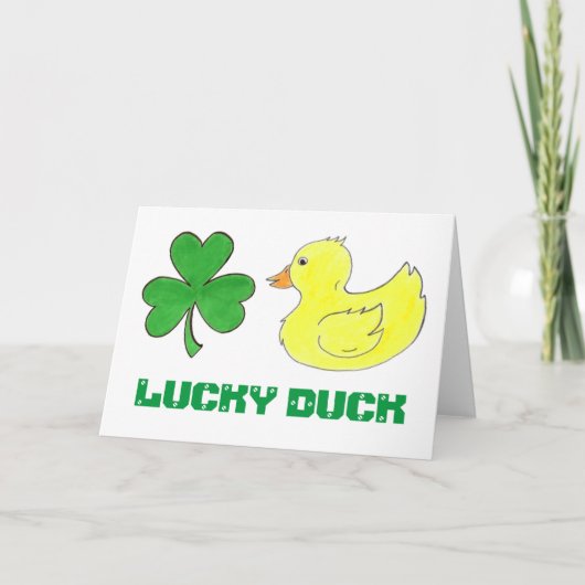 Lucky Duck Shamrock St. Patrick's Day Good Luck Kaart (Voorkant)