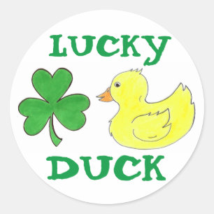 Lucky Duck St. Patrick's Day Shamrock Rubber Ducky Ronde Sticker