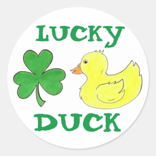 Lucky Duck St. Patrick's Day Shamrock Rubber Ducky Ronde Sticker (Voorkant)