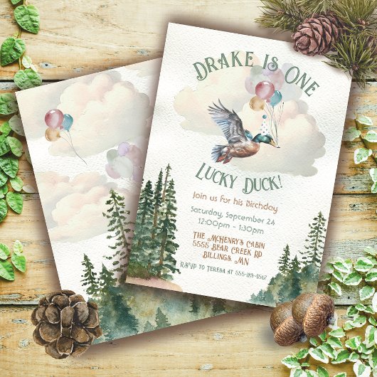 Lucky Duck waterverf Een verjaardagsfeestje draaie Kaart