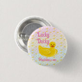 Lucky Ducky Eerste Verjaardag Ronde Button 3,2 Cm (Voorkant /achterkant)