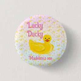Lucky Ducky Eerste Verjaardag Ronde Button 3,2 Cm