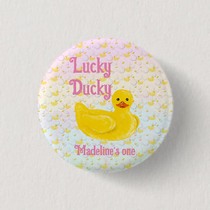 Lucky Ducky Eerste Verjaardag Ronde Button 3,2 Cm