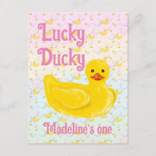 Lucky Ducky Eerste Verjaardagsuitnodiging Briefkaart