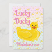 Lucky Ducky Eerste Verjaardagsuitnodiging Kaart (Voorkant)