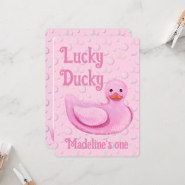 Lucky Ducky Eerste Verjaardagsuitnodiging Kaart