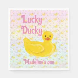 Lucky Ducky Eerste Verjaardagsuitnodiging Servet