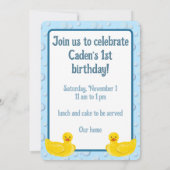 Lucky Ducky First Birthday Invitation Kaart (Achterkant)