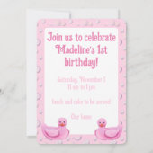 Lucky Ducky First Birthday Invitation Kaart (Achterkant)