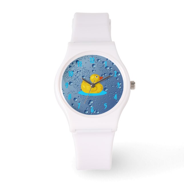 Lucky Ducky Rain Drops Horloge (Voorkant)