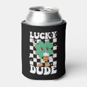 Lucky Dude Shamrock St Patricks Day Irish Groovy Blikjeskoeler (Blikje Voorkant)