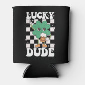 Lucky Dude Shamrock St Patricks Day Irish Groovy Blikjeskoeler (Voorkant)
