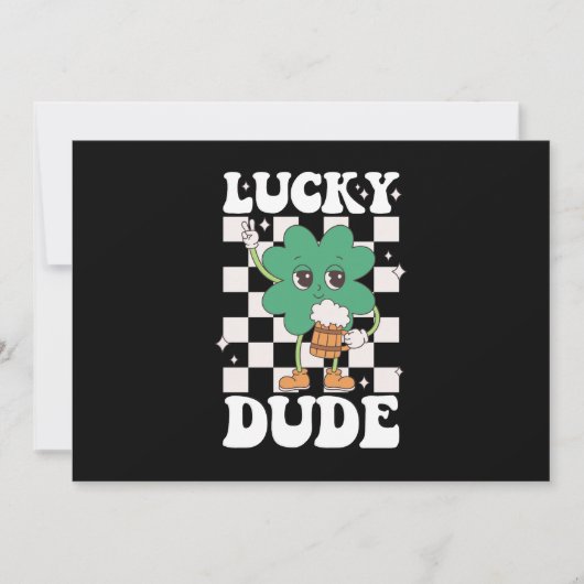 Lucky Dude Shamrock St Patricks Day Irish Groovy Kaart (Voorkant)