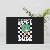 Lucky Dude Shamrock St Patricks Day Irish Groovy Kaart (Staand voorkant)