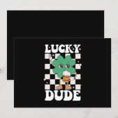 Lucky Dude Shamrock St Patricks Day Irish Groovy Kaart (Voorkant / Achterkant)