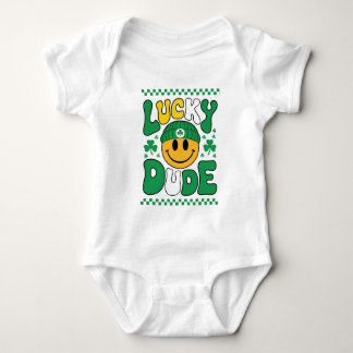 Lucky Dude Smile Face St. Patrick's Day Romper