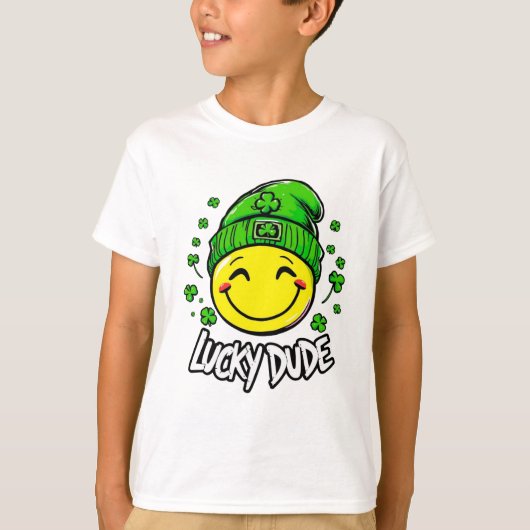 Lucky Dude Smile Face St. Patrick's Day T-shirt (Voorkant)