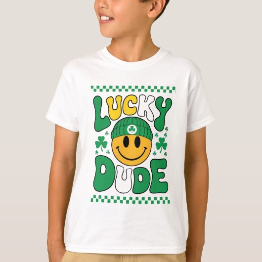 Lucky Dude Smile Face St. Patrick's Day T-shirt (Voorkant)