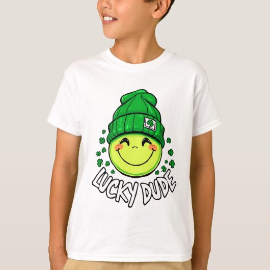 Lucky Dude Smile Face St. Patrick's Day T-shirt (Voorkant)