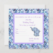 LUCKY ELEPHANT BIRTHDAY ARTIJ INVITATION BLUE KAART (Achterkant)