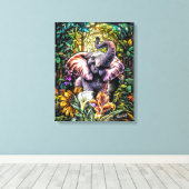 Lucky Elephant Canvas Muurkunst van NickysArt Afdruk (Insitu (Houten vloer))