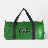 Lucky Emerald Green Glitter Luxe Zakelijke Logo Plunjezak (Voorkant)