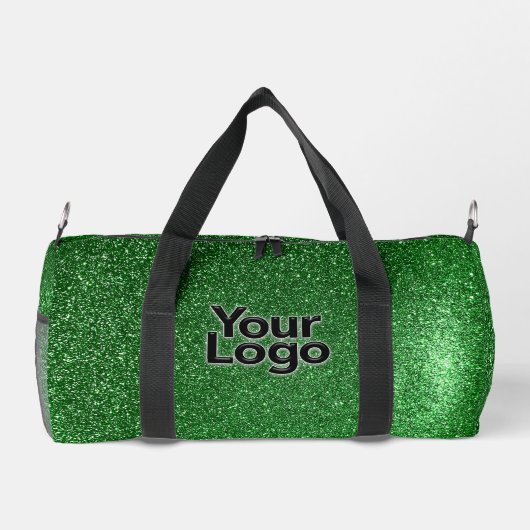 Lucky Emerald Green Glitter Luxe Zakelijke Logo Plunjezak (Achterkant)