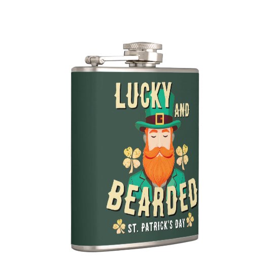 Lucky en Bearded St. Patrick's Day Leprechaun Heupfles (Rechts)