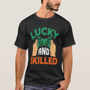 Lucky en bekwame Ierse Gamer Video Game Control T-shirt