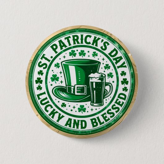 Lucky en Blessed St. Patrick's Day Ronde Button 5,7 Cm (Voorkant)
