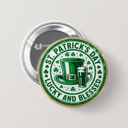 Lucky en Blessed St. Patrick's Day Ronde Button 5,7 Cm (Voorkant /achterkant)