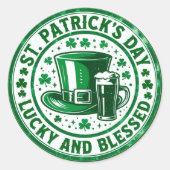 Lucky en Blessed St. Patrick's Day Ronde Sticker (Voorkant)