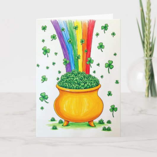Lucky En Geluk Shamrock Kaart (Voorkant)