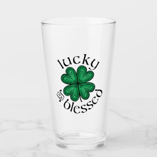 Lucky en gezegend glas-in-lood Ierse klaver Glas (Voorkant)