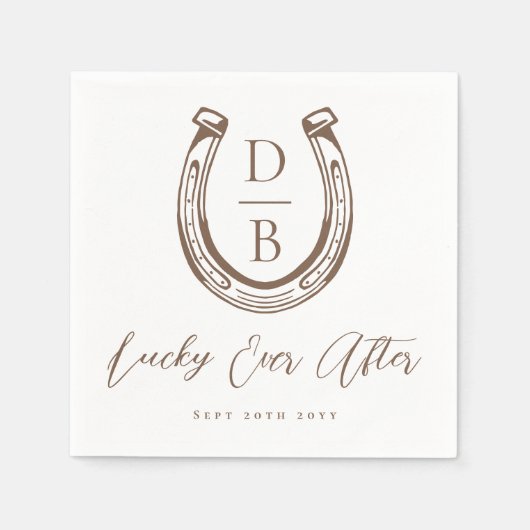 Lucky Ever After Classy Horseshoe Monogram Wedding Servet (Voorkant)