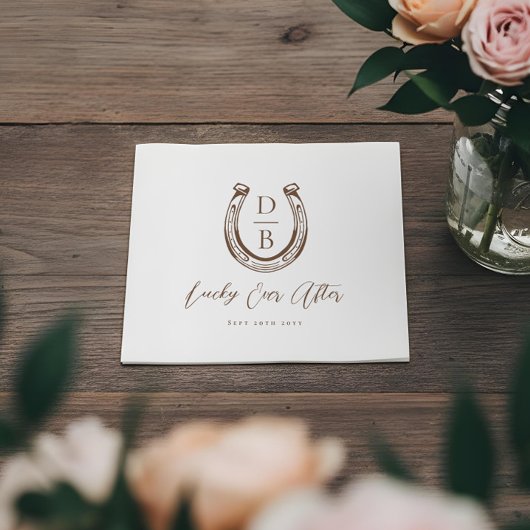 Lucky Ever After Classy Horseshoe Monogram Wedding Servet