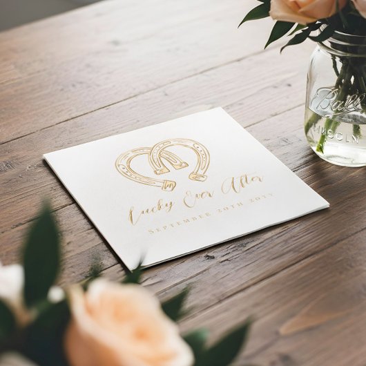 Lucky Ever After Rustic Horseshoe Heart Wedding Folie Servetten