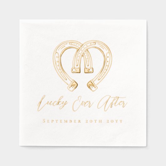 Lucky Ever After Rustic Horseshoe Heart Wedding Folie Servetten (Voorkant)