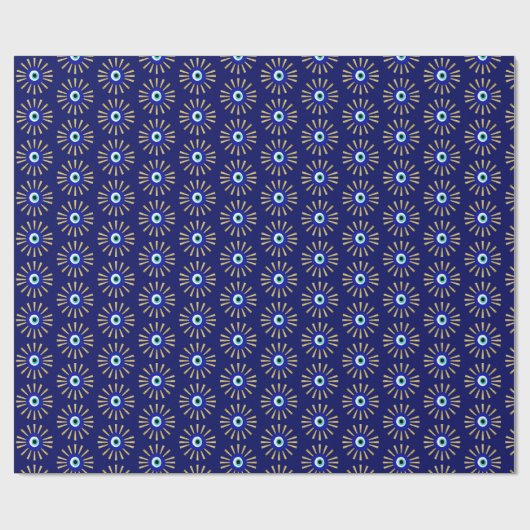 Lucky Evil Eye Talisman blauw en goud Cadeaupapier (Vlak)