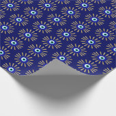 Lucky Evil Eye Talisman blauw en goud Cadeaupapier (Hoek)