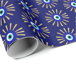 Lucky Evil Eye Talisman blauw en goud Cadeaupapier