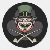 Lucky Evil Leprechaun Ronde Sticker (Voorkant)