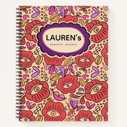 Lucky Eye Floral Pattern Spiral Notebook Notitieboek (Voorkant)